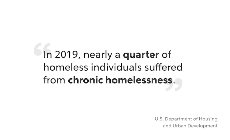 Graphic "In 2019, nearly a quarter of homeless individuals suffered from chronic homelessness."